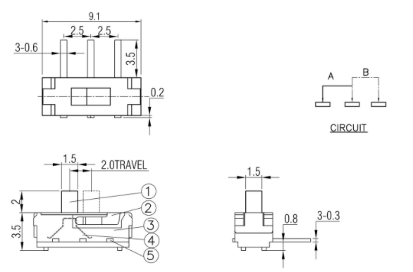 三腳兩檔撥動(dòng)開(kāi)關(guān)接線圖